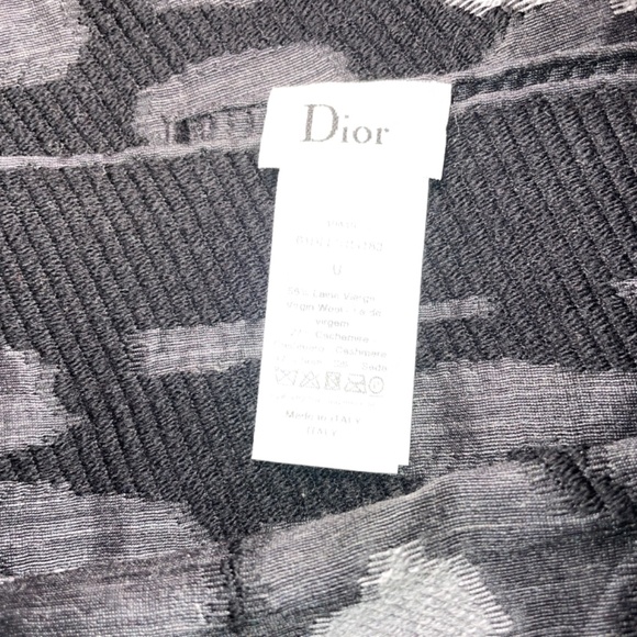 Vintage Dior Virgin Wool & Cashmere Neck Scarf 82” Long x 23" Black Gray Silver - Picture 4 of 8
